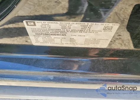 2014 Chevrolet Silverado C1500 Lt z USA, uszkodzony, nr VIN 3GCPCRECXEG441425